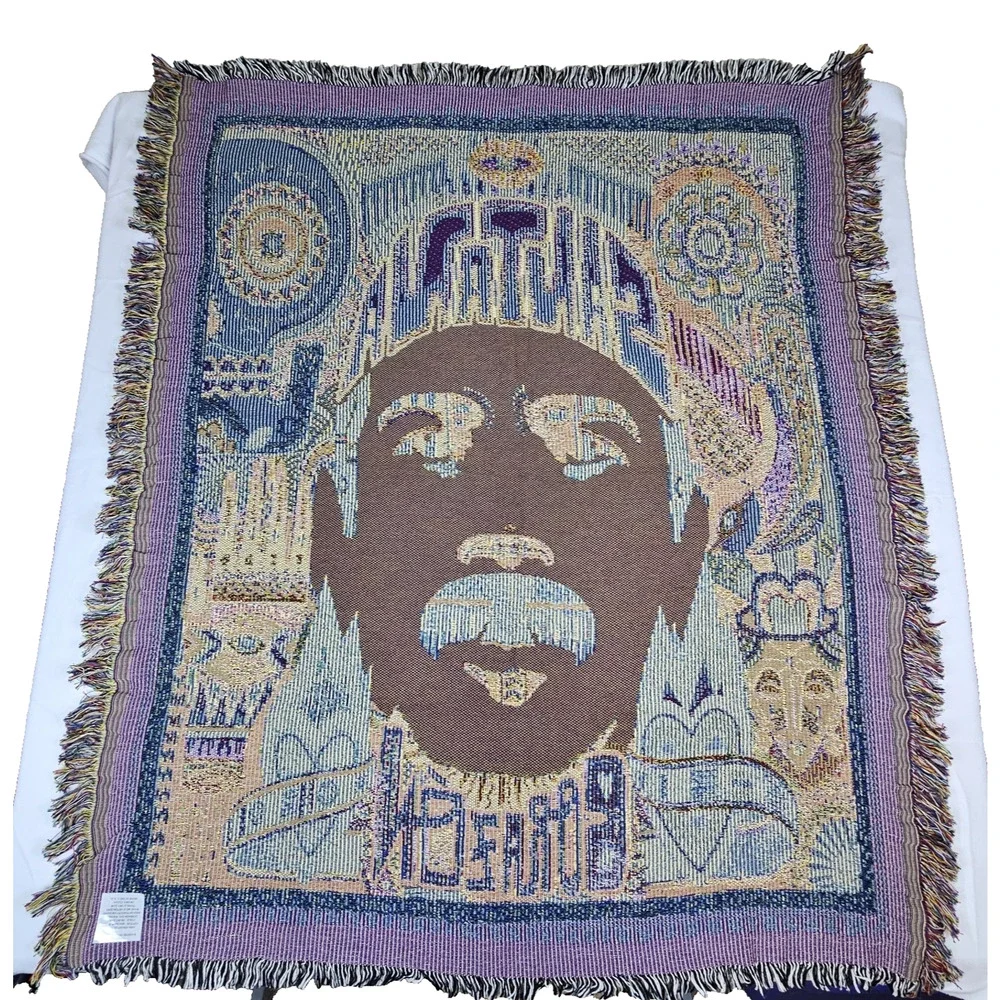 Y2K Carlos Santana Throw Blanket Corazon Tour 2014 Woven Made USA Concert Rare